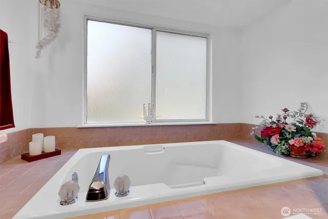 a bathroom with a bathtub