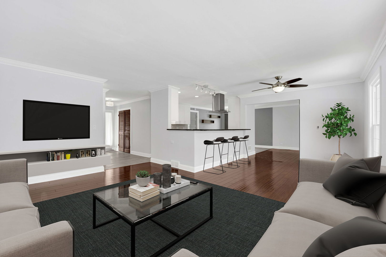 332 South River Road Naperville, IL 60540 - Photo 17 of 41 a living room with furniture and a flat screen tv