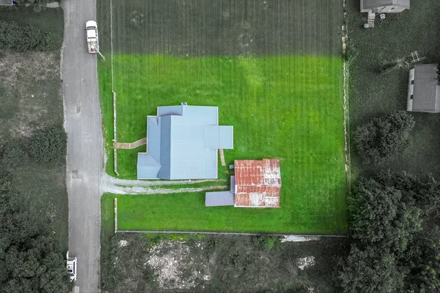an aerial view of a house