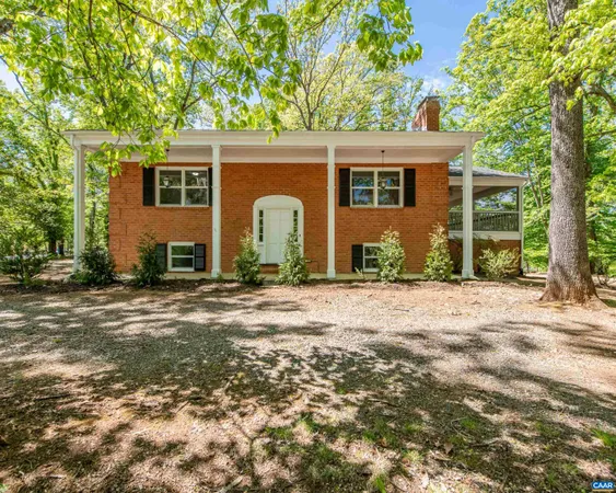 front view of a house with a patio