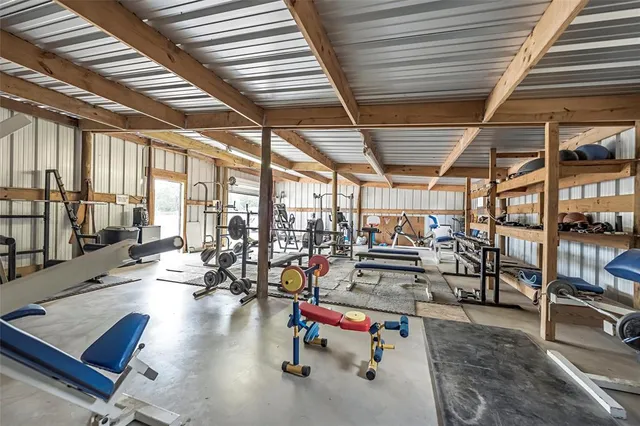 a view of a room with gym equipment