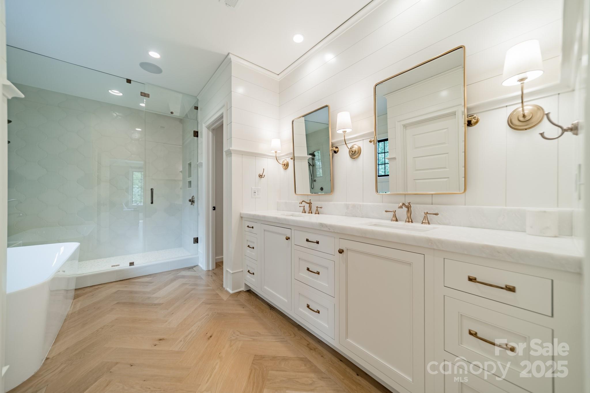 430 Bramble Way Fort Mill, SC 29708 - Photo 16 of 45 a bathroom with a double vanity sink mirror and shower