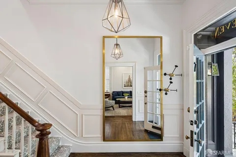 a view of a hallway view with living room