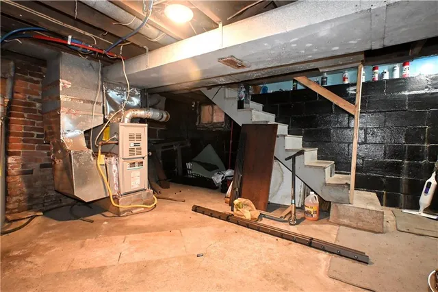 a close view of water heater room