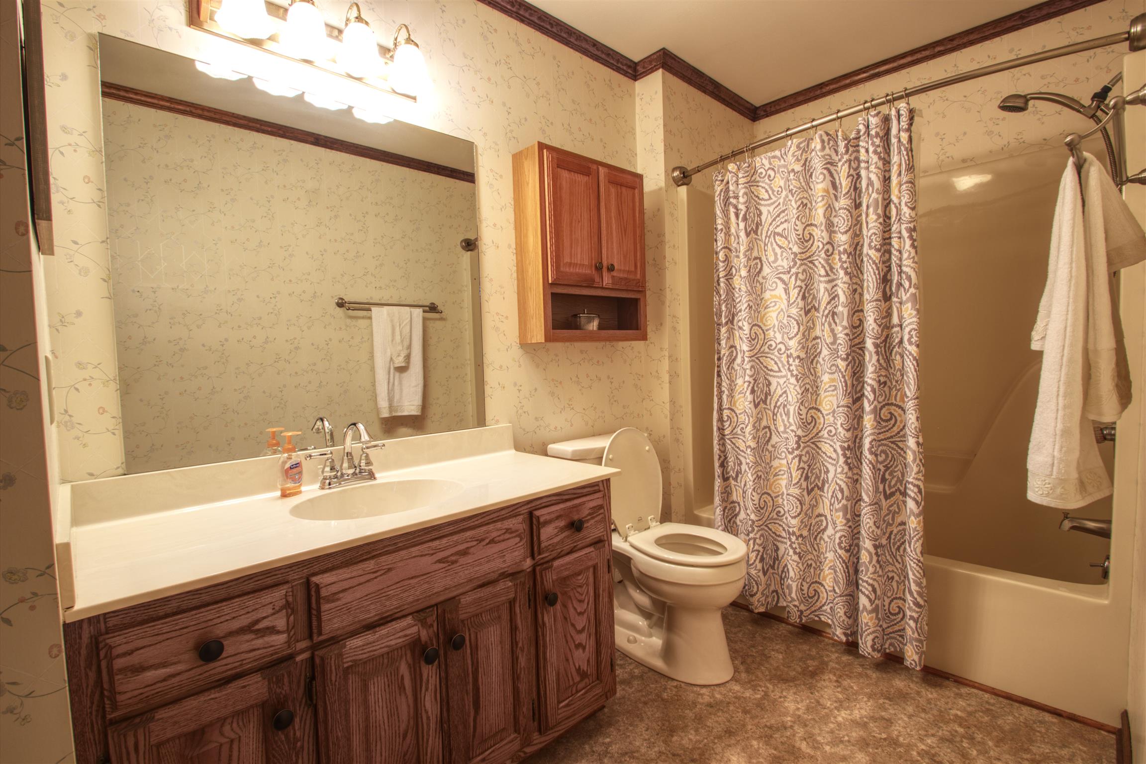1240 McCrary Road Lebanon, TN 37090 - Photo 19 of 22 a bathroom with a sink a toilet and shower curtain