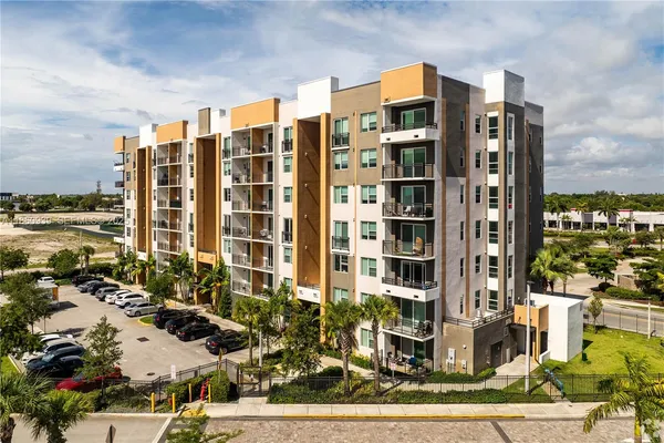 front view of a building with a street