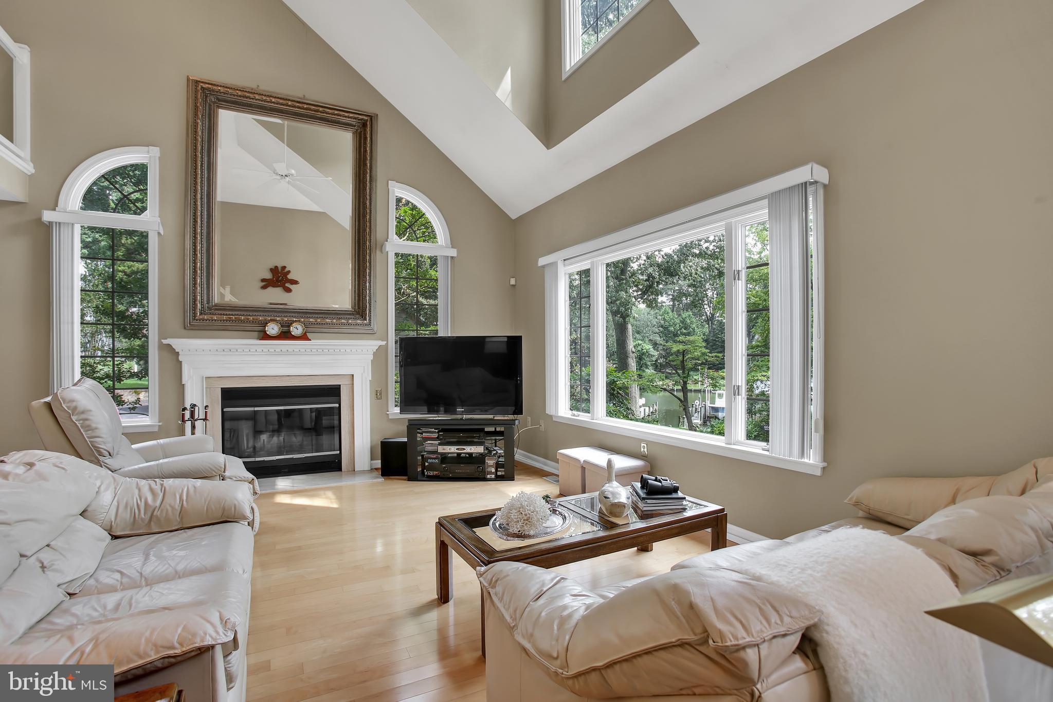 Living room with views of the water