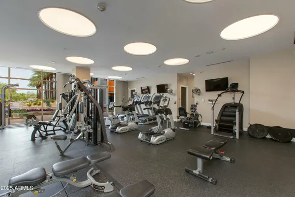 a view of a room with gym equipment