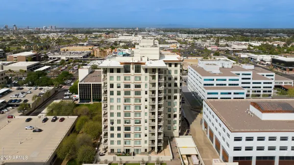 a view of a city with tall buildings