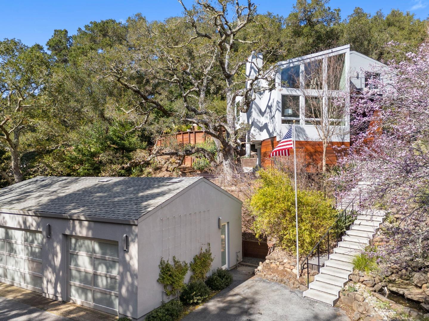 27201 Moody Road Los Altos Hills, CA 94022 - Photo 41 of 43 a aerial view of a house with a yard and potted plants