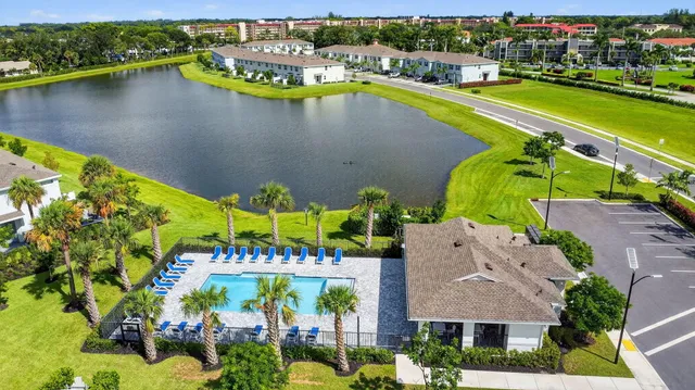an aerial view of a house with a garden