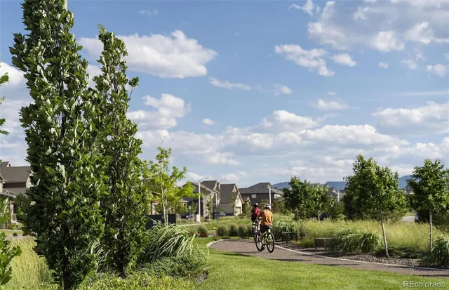 a view of a street with a yard