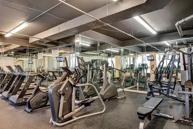 a view of a room with gym equipment