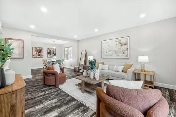 a living room with furniture