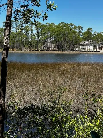 a view of residential houses with outdoor space and river