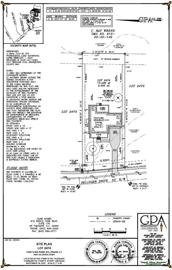 3845 Delinger Drive Mount Pleasant, SC 29429 - Photo 61 of 63 3845 Site Plan snip