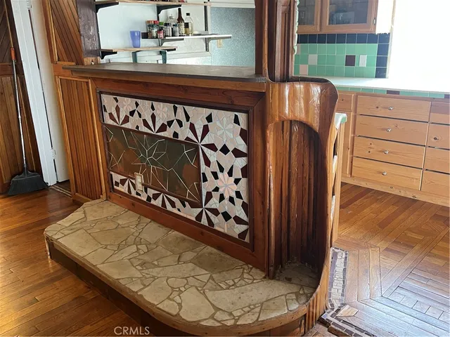 a view of a wooden door