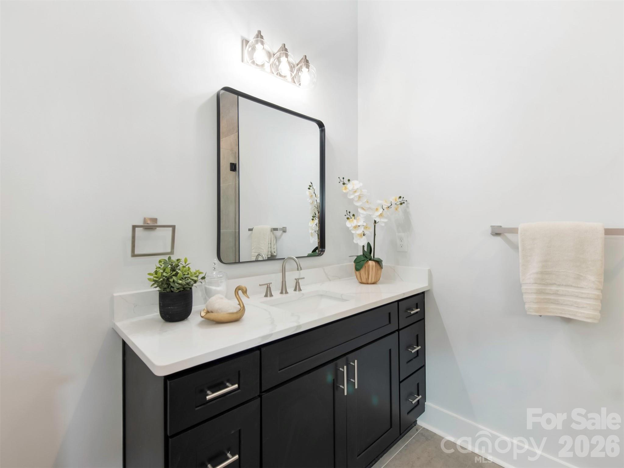 12133 Coyle Road Stanfield, NC 28163 - Photo 21 of 43 a bathroom with a sink vanity and mirror