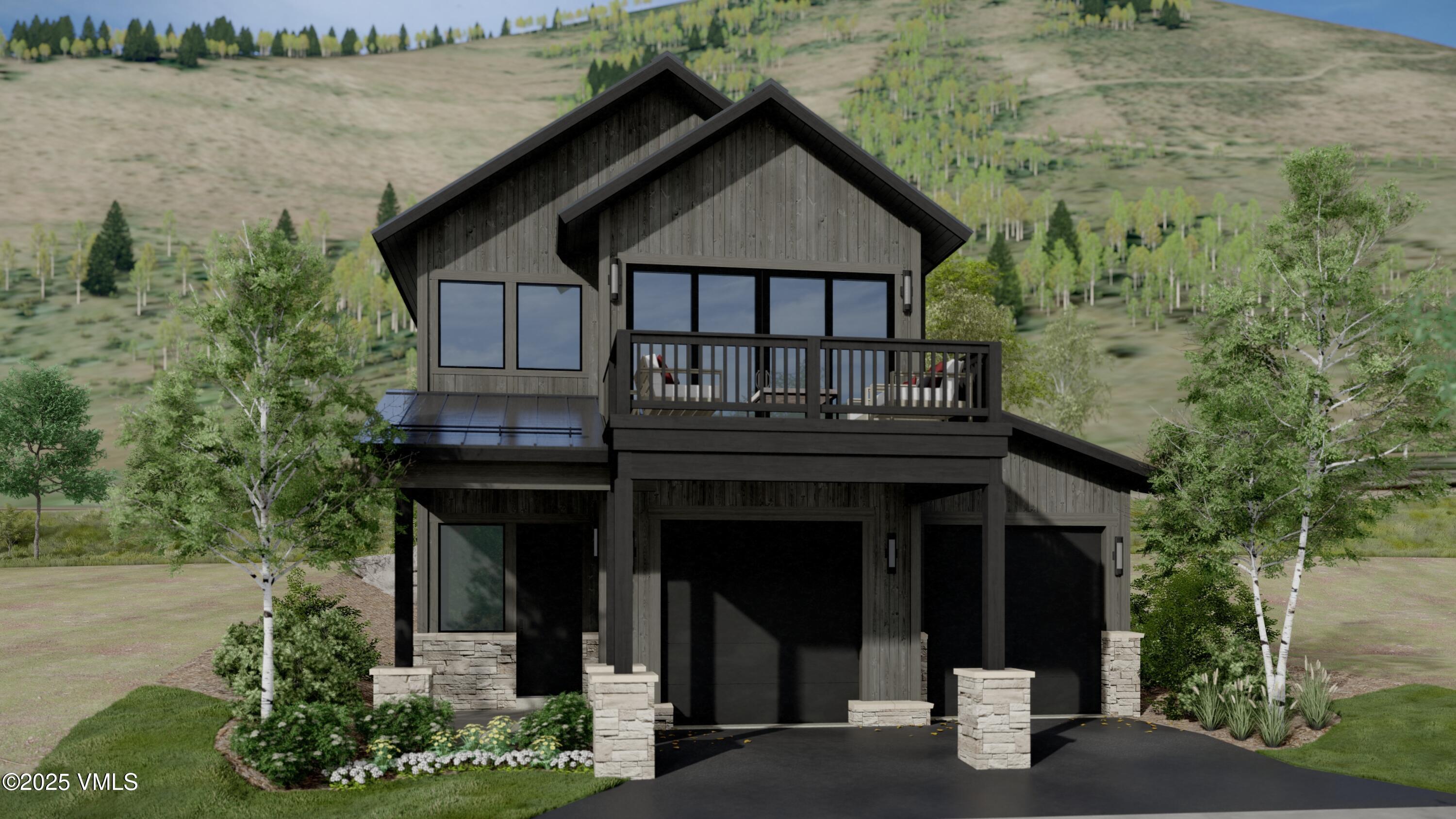a view of a house with large windows