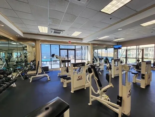 a view of a room with gym equipment