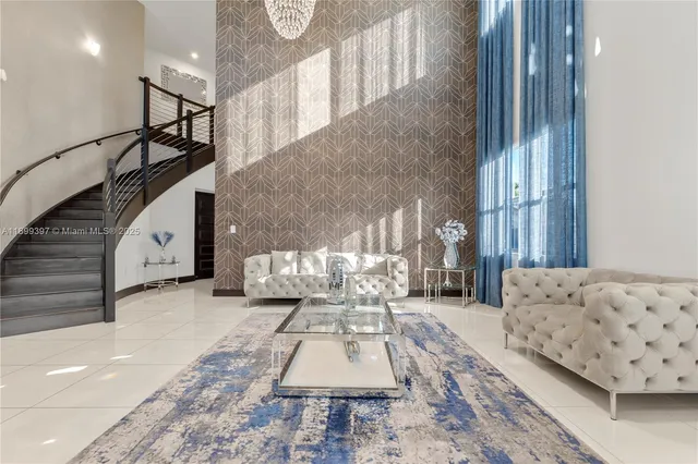 a living room with furniture