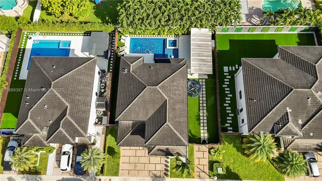 an aerial view of a house