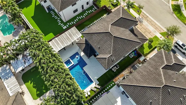 an aerial view of multiple house