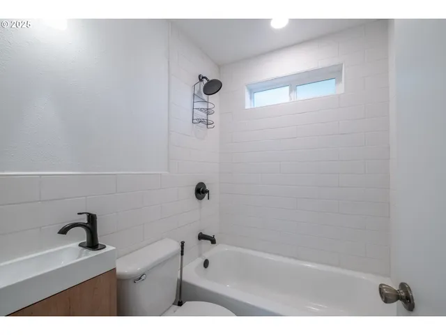 a bathroom with a bathtub