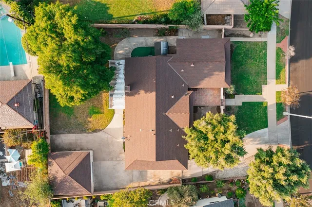 an aerial view of a house