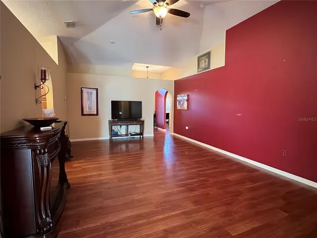 a view of a livingroom with a flat screen tv
