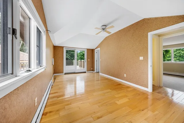 an empty room with windows