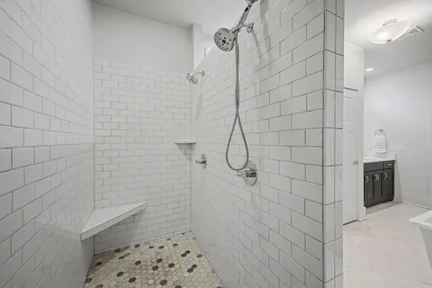 a bathroom with a shower
