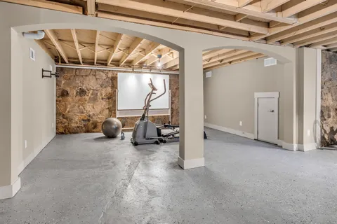 a view of a big room with sliding door