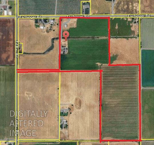 6120 Eschinger Road Elk Grove, CA 95757 - Photo 39 of 39 Property boundaries are highlighted in red. Buyer to verify all measurements. This photo is digitally altered.