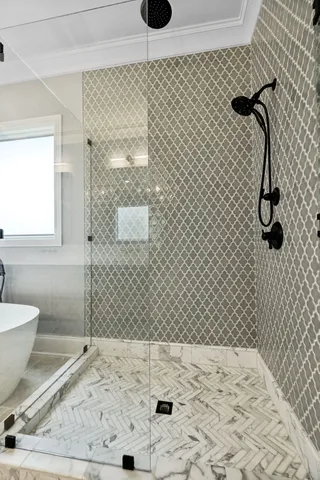 a bathroom with a shower