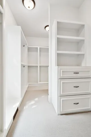 a view of an empty walk in closet