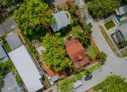 an aerial view of a house