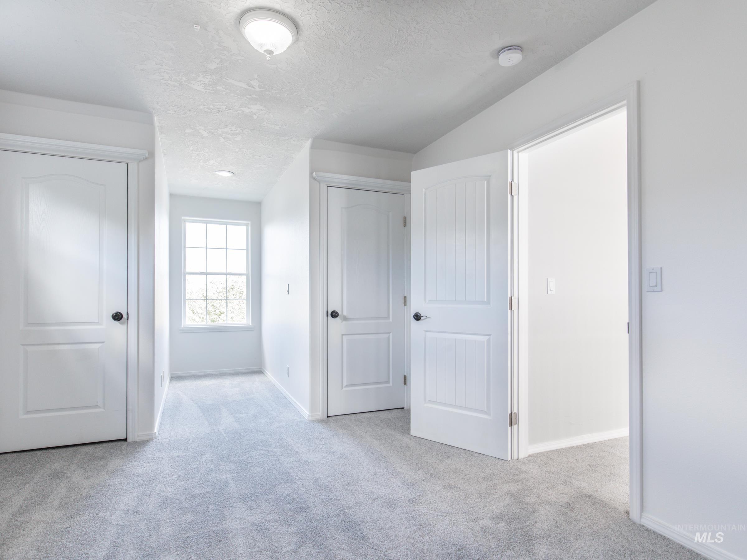 16277 Sand Hollow Road Caldwell, ID 83607 - Photo 26 of 39 Unfurnished bedroom with a textured ceiling, light carpet, and two closets