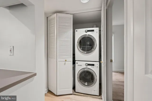 a utility room with dryer and washer