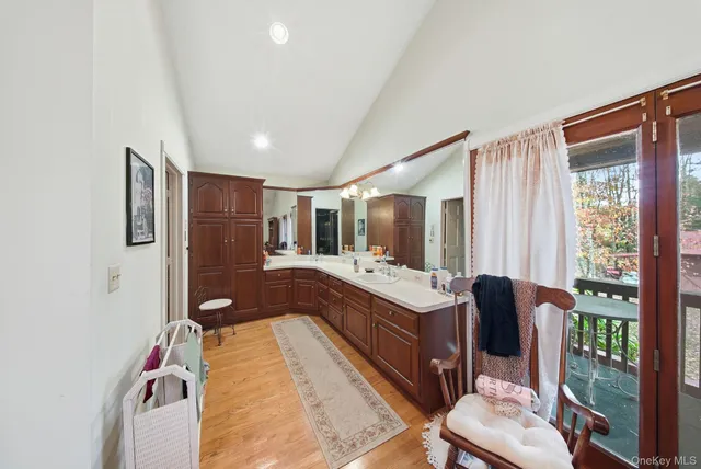 a living room with a couch and a table