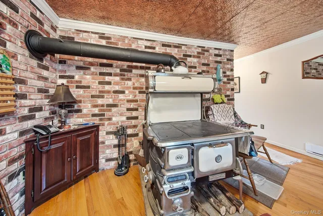 a kitchen with a stove and a microwave