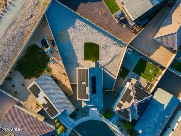an aerial view of a house