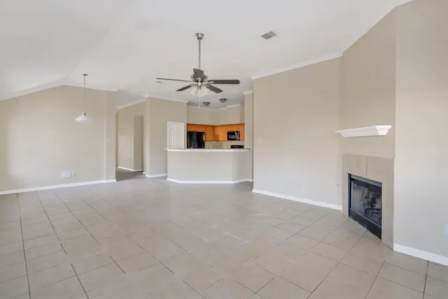 a view of a livingroom with a fireplace