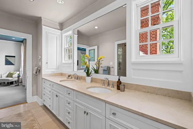 a bathroom with a sink double vanity