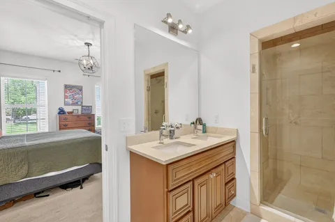 a bathroom with a shower