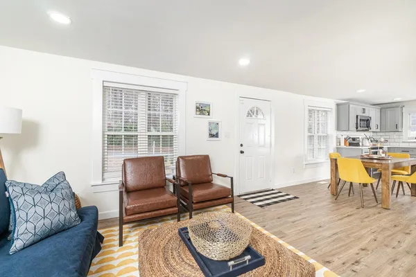 a living room with furniture