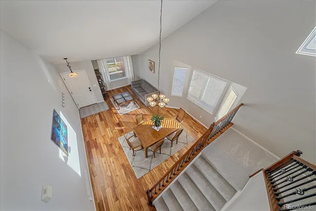 a view of a living room with furniture