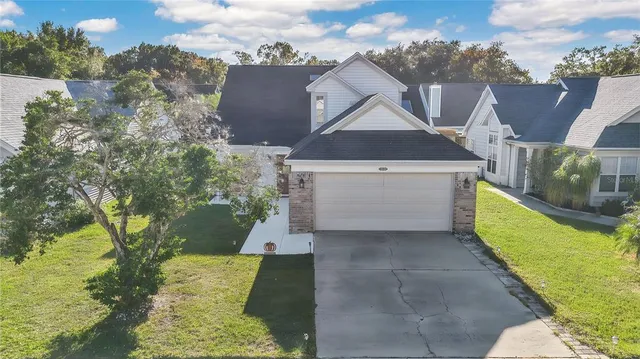 an aerial view of a house
