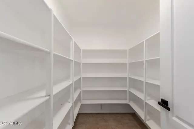 a view of walk in closet with empty racks