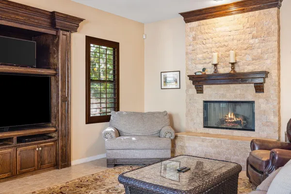 a view of a porch with furniture